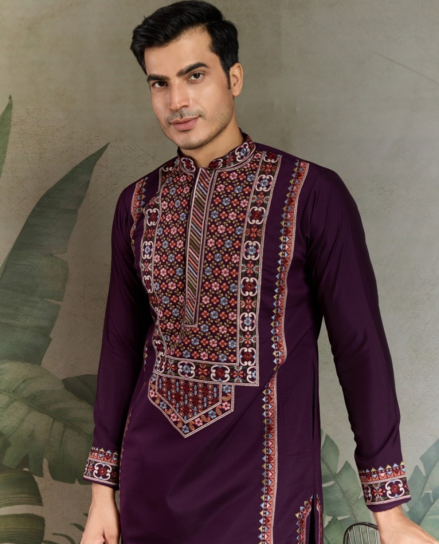 61302-purple - Colors of Tradition –  Purple Statement Kurtas for Every Celebration